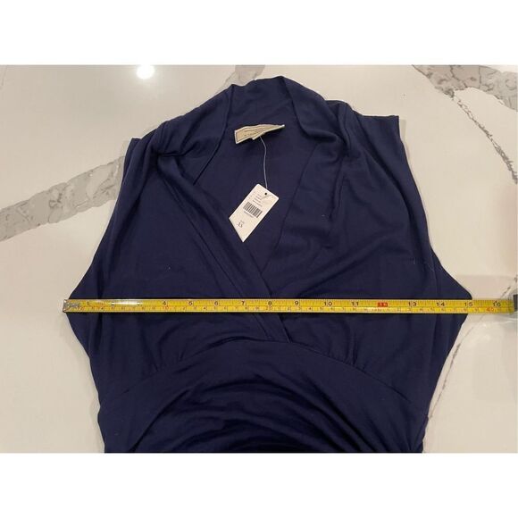 Moulinette Soeurs by ANTHROPOLOGIE Jersey Cinched MIDI Navy Dress NWT Sz XS - Picture 3 of 7